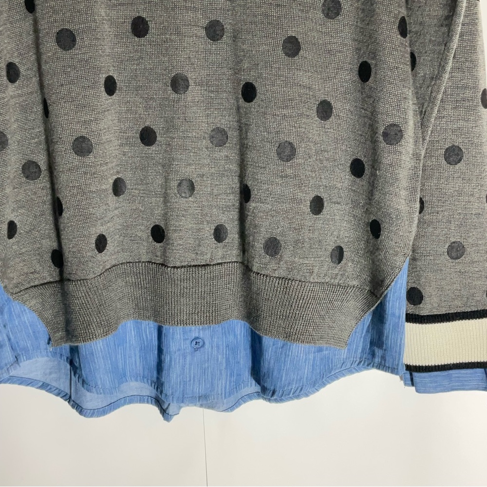 Gray Polka Dot V-Neck Sweater - Picture 10 of 16